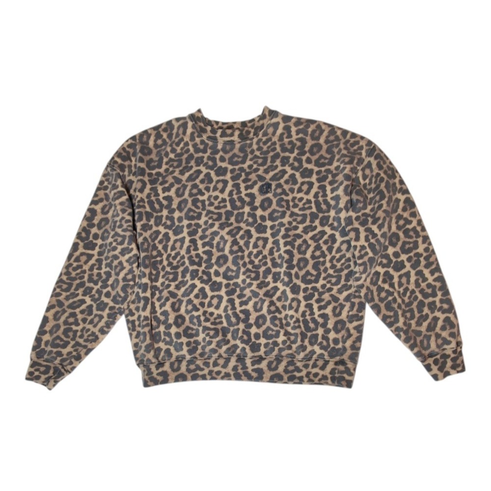 Anine Bing Leopard Sweatshirt Womens Medium Miles Oversized Logo Edgy Streetwear